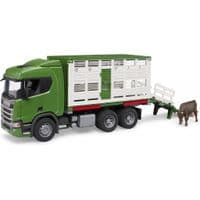 Спецтехника Bruder Scania Super 560R для перевозки животных 1:16 с коровой (03548)