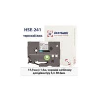 Лента для принтера этикеток UKRMARK B-HS241, аналог HSe241, термоусадочная 5,4-10,6мм, 17,7мм х 1,5м, black on white (CBHS241)