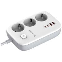 Фильтр сетевой 2 м ColorWay, White, 3 x евророзетки, 2xUSB (60 Вт, QC3.0), 2xType-C (65 Вт, PD3.0), проволока из меди (до 3250 Вт), 16A (CW-CHE34PDW)