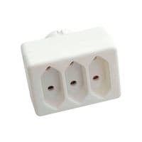 Розетка трійник без заземлення SQ-ZDB01 / 3, 3x2.5A(10A) 250V~Max, 1700W, White, 2Р