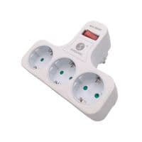 Розетка трійник з вимикачем, заземленням SQ-GZBK-01 / 03Q, 3x16A 250V~Max, 3500W, White
