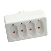 Розетка 4-х місна без заземлення SQ-ZDB01 / 4, 4x2.5A(10A) 250V~Max, 2300W, White, 2Р