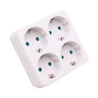 Розетка 4-х місна із заземленням SQ-RB-01 / 04A, 4x16A 250V~Max, 3500W, White