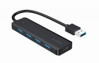 Хаб на 4 порти USB 3.1,USB-A, USB-C PD, пластик, чорний