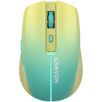 CANYON MW-44, 2 in 1 Wireless optical mouse with 8 buttons, DPI 800/1200/1600, 2 mode(BT/ 2.4GHz), 500mAh Lithium battery,7 single color LED light , Yellow-Blue(Gradient), cable length 0.8m, 102*64*35mm, 0.075kg