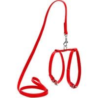 Шлей для собак WAUDOG Glamour с поводком кожаный Ш 9 мм А 20-30 см В 30-40 см красный (33993)