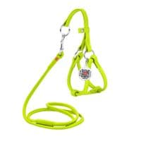 Шлей для собак WAUDOG Glamour с поводком круглый Д 6 мм А 26-46 см В 30-50 см салатовый (34015)