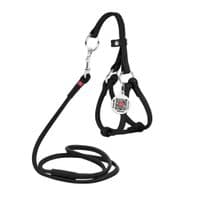 Шлей для собак WAUDOG Glamour с поводком круглый Д 6 мм А 42-60 см В 46-64 см черный (34021)