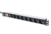 Пристрій розподілу електроживлення DIGITUS 1U, 7xSchuko, 16A, 250V, выключатель, SPD, вилка Schuko