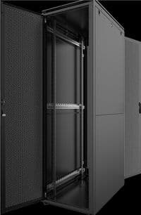 Серверна шафа MIRSAN 19", 42U, DC ЦОД, зібрана, 600x1200 мм, 80% перф. передня і задня двері, чорна