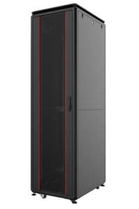 Шафа MIRSAN 19", 42U, GTV, зібрана, 600х800 мм, 80% скляні передні двері,чорна