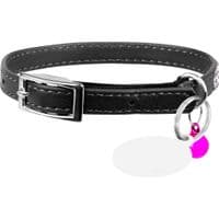 Ошейник для животных WAUDOG GLAMOUR "Цветочек" с резинкой и стразами для кошек (черный) (32551)