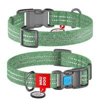 Ошейник для животных WAUDOG Re-cotton с QR паспортом светоотражающий Ш 15 мм Д 25-35 см зеленый (028618)
