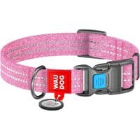 Ошейник для животных WAUDOG Re-cotton с QR паспортом светоотражающий Ш 15 мм Д 25-35 см розовый (02867)