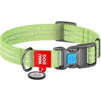 Ошейник для животных WAUDOG Re-cotton с QR паспортом светоотражающий Ш 15 мм Д 25-35 см салатовый (02865)