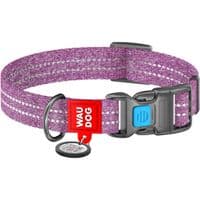 Ошейник для животных WAUDOG Re-cotton с QR паспортом светоотражающий Ш 15 мм Д 25-35 см фиолетовый (02869)