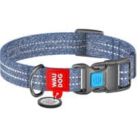 Ошейник для животных WAUDOG Re-cotton с QR паспортом светоотражающий Ш 20 мм Д 28-40 см синий (028812)