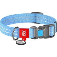 Ошейник для животных WAUDOG Re-cotton с QR паспортом светоотражающий Ш 25 мм Д 33-49 см голубой (02922)