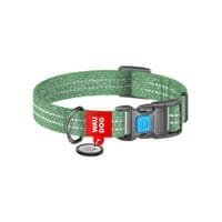 Ошейник для животных WAUDOG Re-cotton с QR паспортом светоотражающий Ш 25 мм Д 37-58 см зеленый (029418)