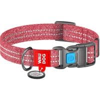 Ошейник для животных WAUDOG Re-cotton с QR паспортом светоотражающий Ш 25 мм Д 37-58 см красный (02943)
