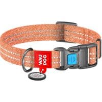 Ошейник для животных WAUDOG Re-cotton с QR паспортом светоотражающий Ш 25 мм Д 37-58 см оранжевый (02944)