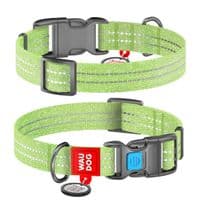 Ошейник для животных WAUDOG Re-cotton с QR паспортом светоотражающий Ш 25 мм Д 37-58 см салатовый (02945)