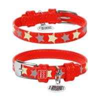 Ошейник для животных WAUDOG Glamour с QR паспортом "Звездочка" XS Ш 15 мм Д 27-36 см красный (35853)
