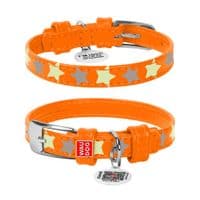 Ошейник для животных WAUDOG Glamour с QR паспортом "Звездочка" XS Ш 15 мм Д 27-36 см оранжевый (35854)