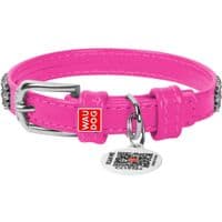 Ошейник для животных WAUDOG Glamour с QR-паспортом "Стразы" XS Ш 12 мм розовый (33087)