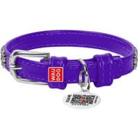 Ошейник для животных WAUDOG Glamour с QR-паспортом "Стразы" XS Ш 12 мм фиолетовый (33089)