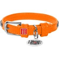 Ошейник для животных WAUDOG Glamour с QR-паспортом "Стразы" XS Ш 9 мм Д 19-25 см оранжевый (33074)