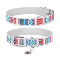 Ошейник для животных WAUDOG Design с QR паспортом "Этно" XS Ш 12 мм Д 20-28 см белый (373815)