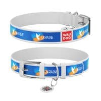 Нашийник для тварин WAUDOG Design з QR паспортом "Прапор" Ш 12 мм Д 18-24 см білий (3601-0229-15)