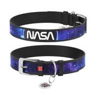 Ошейник для животных WAUDOG Design с QR-паспортом "NASA21" Ш 25 мм Д 38-49 см черный (3605-0148-01)