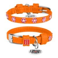 Ошейник для животных WAUDOG Glamour с QR-паспортом "Цветы" XS Ш 12 мм Д 21-29 см оранжевый (32694)