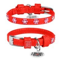 Ошейник для животных WAUDOG Glamour с QR-паспортом "Цветы" XS Ш 15 мм Д 27-36 см красный (32843)