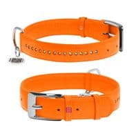 Ошейник для животных WAUDOG Glamour с QR-паспортом, двойной Ш 35 мм Д 46-60 см оранжевый (38824)