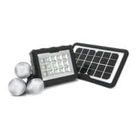 Переносний ліхтар GD-106+ Solar, 1+1 режим, вбудований акум-Powerbank 10000mAh, 2USB, 3 лампочки 3W, USB вихід, Black, Box