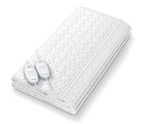 Електропростирадло Beurer, від мережі, 150х140см, 2х60Вт, 3 режими, для двох персон, фліс, білий