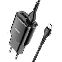 Набор СЗУ 110-240V HOCO C88A+ кабель Micro, 2xUSB, 2.4A, кабель 1м, Black, Box