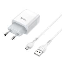Набор СЗУ 110-240V HOCO C73A+ кабель Micro, 2xUSB, 2.4A, кабель 1м, White, Blister