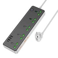 Фільтр HOCO AC13A на 5 розеток + 3 USB + USB-C, 17W, кабель 1,5 м, 220В, Black, Box