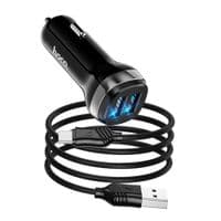 Набор АЗУ 12-24V HOCO Z40+ кабель Type-C, 2xUSB, 2.4A, кабель 1м, White, Box