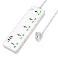 Мережевий фільтр HOCO AC13A на 5 розеток + 3 USB + USB-C, 17W, 220В, кабель 1,5м, White, Box
