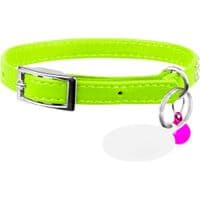 Ошейник для животных WAUDOG GLAMOUR "Цветочек" с резинкой и стразами для кошек (салатовый) (32555)