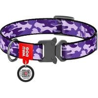 Ошейник для животных WAUDOG Nylon с QR паспортом "Фиолетовый камо" металлическая пряжка-фастекс XL (5104)