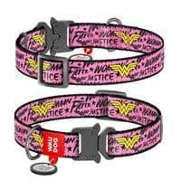 Ошейник для животных WAUDOG Nylon с QR паспортом "Чудо-женщина" металлическая пряжка-фастекс L (0026-2007)