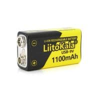 Акумулятор LiitoKala 9V / 1100mAh, крона, USB вихід, NiMH Rechargeable Battery, 1 штука в блістері ціна за блістер