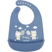 Слюнявчик Canpol babies Bonjour Paris силиконовый с карманом синий (74/027_blu)