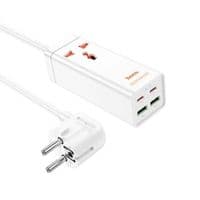 Фільтр HOCO AC10A на 1 розетку + 2 USB + 2 USB-C, 65W, кабель 1,5 м, 220В, White, Box